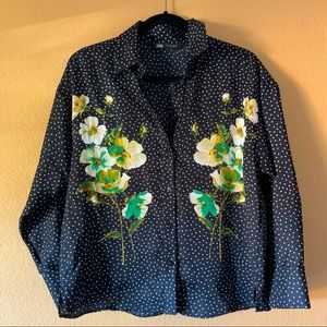 Zara Women’s Floral Polkadot Button Up Blouse - Size Small